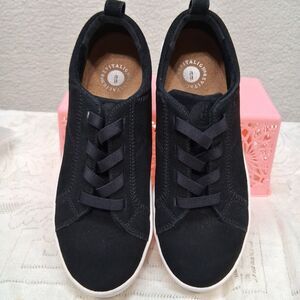 Revitalign Women's 9 Orthotic/Orthopedic Black Suede Tennis Shoes Cork Insole